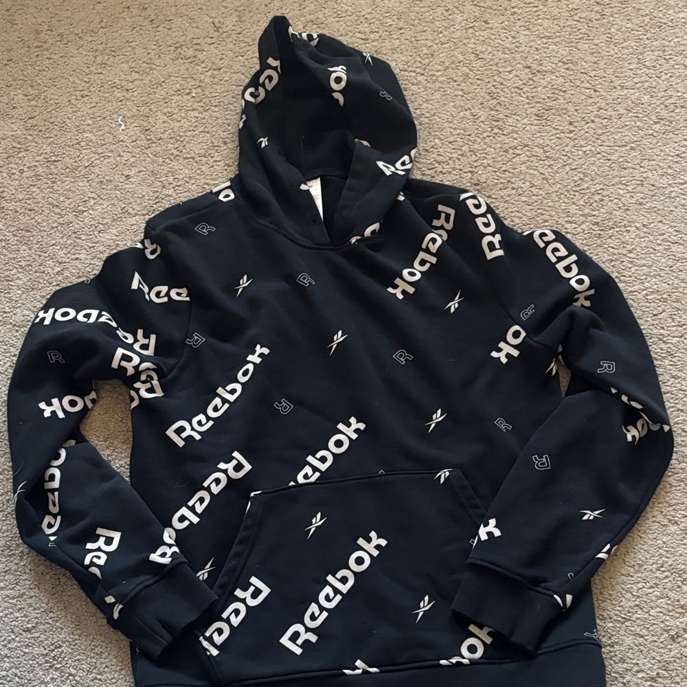 Reebok Black and White Logo Hoodie